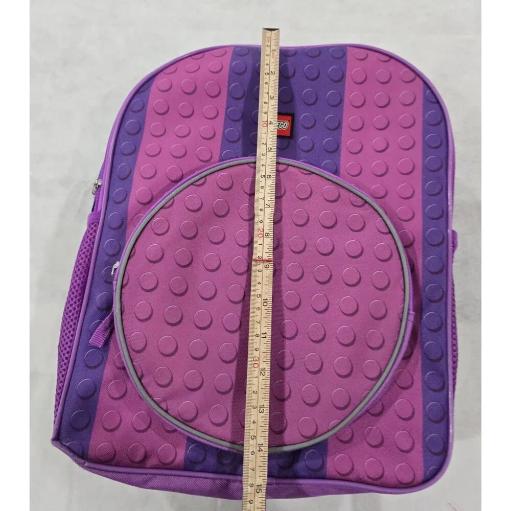 Lego Backpack Kids Purple Pink Brick Design Reflective Zipper Vintage